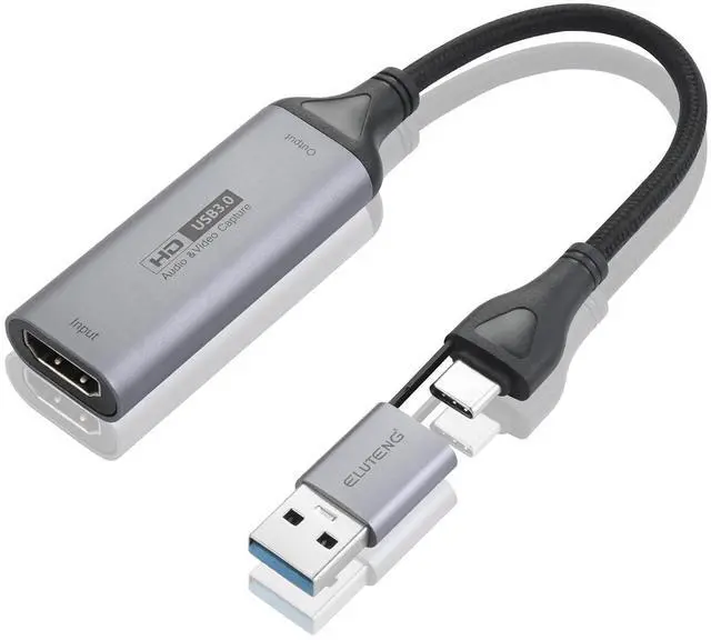 Main image of ELUTENG Video Capture Card, 4K HDMI to 1080P USB-A/USB-C Video Recording Card for Gaming, Video Streaming, Conference & TV Recording, Compatible with Windows, Linux, Android