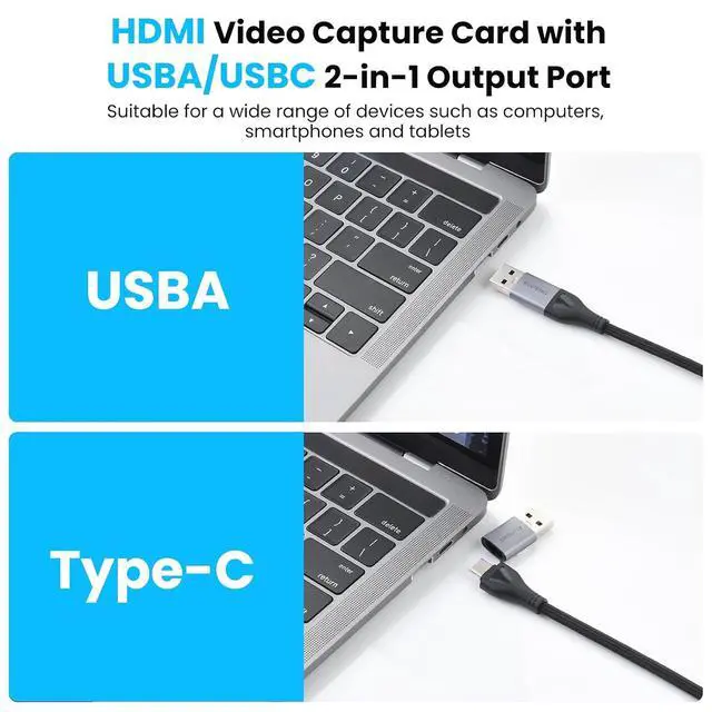 Alt view image 2 of 7 - ELUTENG Video Capture Card, 4K HDMI to 1080P USB-A/USB-C Video Recording Card for Gaming, Video Streaming, Conference & TV Recording, Compatible with Windows, Linux, Android