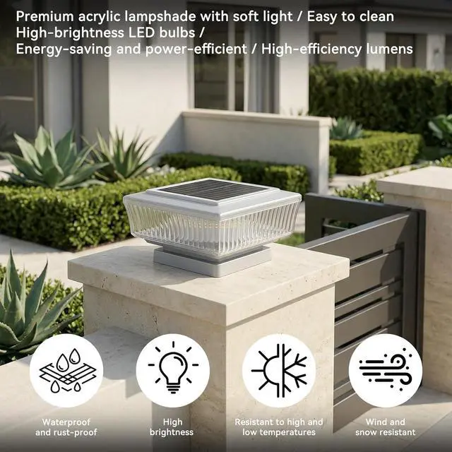 Alt view image 4 of 7 - ELUTENG Solar Post Cap Lights, IP64 Waterproof Outdoor LED Fence Post Lights for 4x4 Wood & Vinyl Posts, High Brightness Solar Deck Lights for Patio, Porch, Yard and Garden Decoration