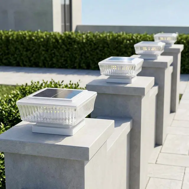 Alt view image 5 of 7 - ELUTENG Solar Post Cap Lights, IP64 Waterproof Outdoor LED Fence Post Lights for 4x4 Wood & Vinyl Posts, High Brightness Solar Deck Lights for Patio, Porch, Yard and Garden Decoration