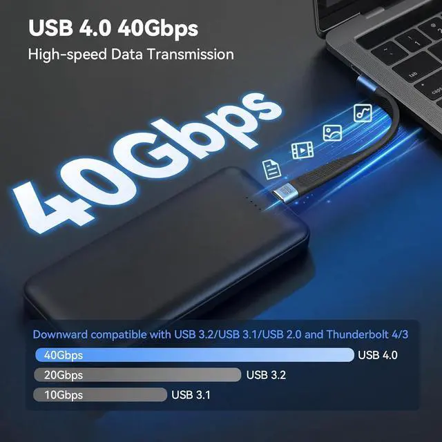 Alt view image 3 of 7 - ELUTENG 240W USB C Cable Short 13.5cm, USB4.0 40Gbps Data, 8K@60Hz Video, Thunderbolt 4/3 PD3.1 Fast Charging Cord for iPhone 17/16/15, MacBook Pro/Air