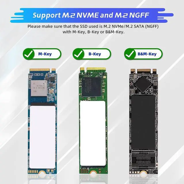 Alt view image 4 of 7 - ELUTENG M.2 to USB Adapter Dual Protocol M.2 NVME SATA Hard Drive USB3.1 Gen2 10Gbps USB to NVME PCI-E SSD Reader M Key & B+M Key Max 4TB Support UASP for 2280 2260 2242 2230 SSD Enclosure
