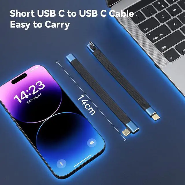 Alt view image 7 of 7 - ELUTENG 240W USB C Cable Short 13.5cm, USB4.0 40Gbps Data, 8K@60Hz Video, Thunderbolt 4/3 PD3.1 Fast Charging Cord for iPhone 17/16/15, MacBook Pro/Air