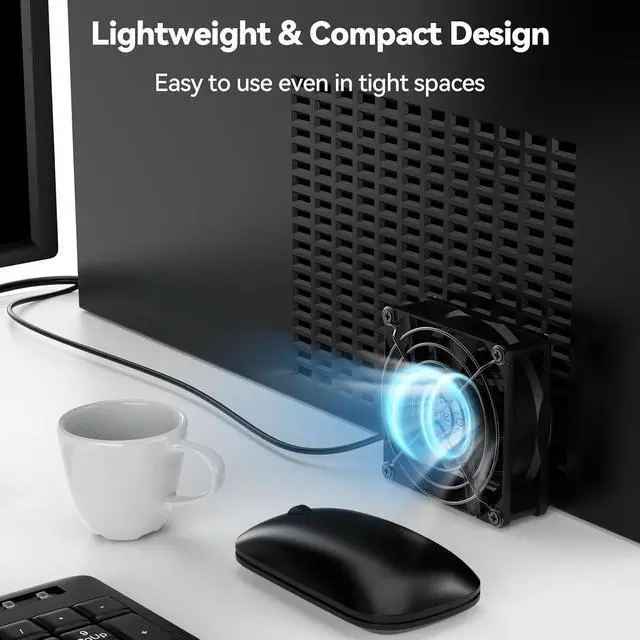 Alt view image 4 of 7 - ELUTENG USB-C Powered Fan 80mm Double Sided Metal Gril USB C Fans with 3 Adjustable Speeds Silent Hydraulic Computer Cabinet Cooling 8cm for Router, Receiver, TV Box, DVR, Xbox, PS6, Cabinet
