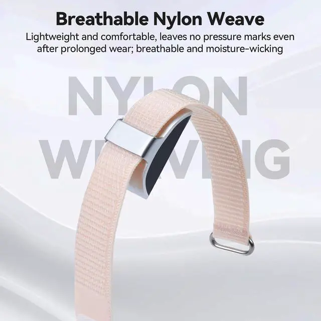 Alt view image 2 of 7 - ELUTENG 4 Pack Nylon Replacement Bands 20mm Compatible with Hume Band Replacement Strap High-Tack Hook & Loop Wristband Light Soft Breathable Nylon for Hume, Sports & Summer, Black, Grey, Green, Pink