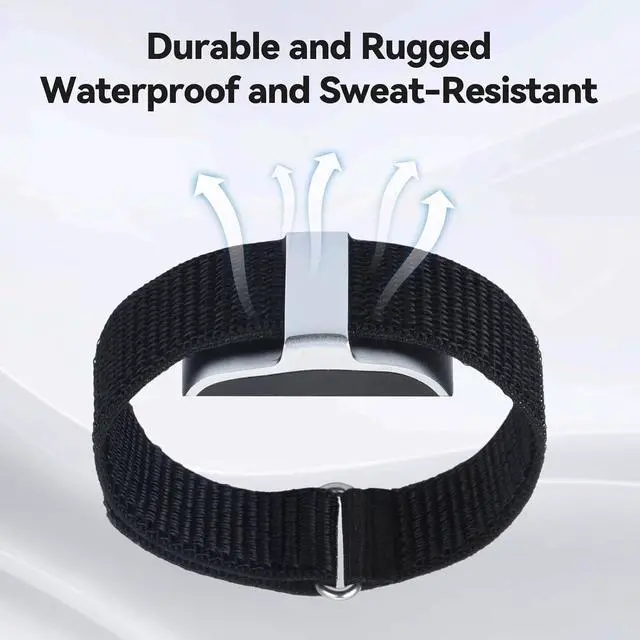 Alt view image 6 of 7 - ELUTENG 4 Pack Nylon Replacement Bands 20mm Compatible with Hume Band Replacement Strap High-Tack Hook & Loop Wristband Light Soft Breathable Nylon for Hume, Sports & Summer, Black, Grey, Green, Pink