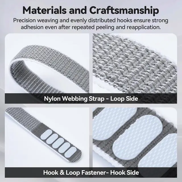 Alt view image 5 of 7 - ELUTENG 4 Pack Nylon Replacement Bands 20mm Compatible with Hume Band Replacement Strap High-Tack Hook & Loop Wristband Light Soft Breathable Nylon for Hume, Sports & Summer, Black, Grey, Green, Pink