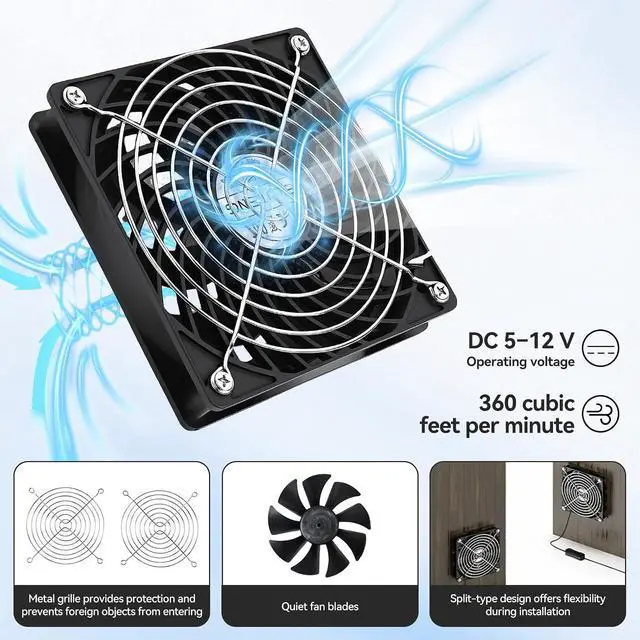 Alt view image 2 of 7 - ELUTENG Solar Powered Fan 5 Inch 15W Max 3000 RPM Waterproof Dual Solar Exhaust Fans with 10ft DC Cable and Installation Kits Chicken Coop Ventilator for Greenhouse, Shed, Pet House, Outdoors