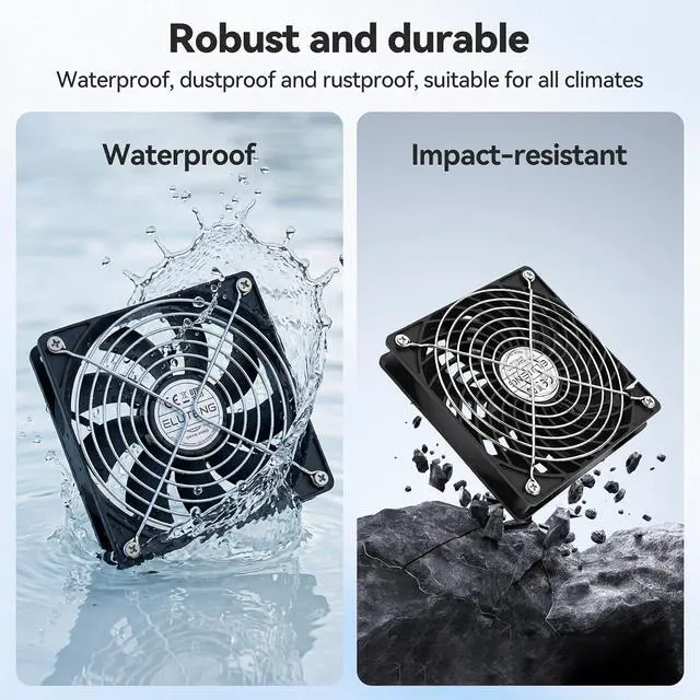 Alt view image 3 of 7 - ELUTENG Solar Powered Fan 5 Inch 15W Max 3000 RPM Waterproof Dual Solar Exhaust Fans with 10ft DC Cable and Installation Kits Chicken Coop Ventilator for Greenhouse, Shed, Pet House, Outdoors