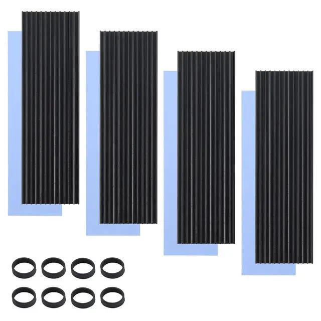 Main image of ELUTENG M.2 SSD Heatsink 4PCS 2280 SSD Heat Sink with NVMe SSD Thermal Pad NVMe Heat Sink with 8 Black Rubber Straps for PC/PS5 M.2 PCIE NVMe SSD or M.2 SATA SSD