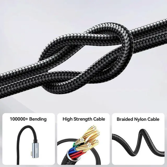 Alt view image 6 of 7 - ELUTENG Right Angle USB C to USB C Cable 6.6ft 10Gbps High Speed Transfer 100W Type C Fast Charging Cord 4K@60Hz Durable Nylon Braided USBC Cables 2m for Phone, MacBook, Laptop, VR Link, Steam Deck