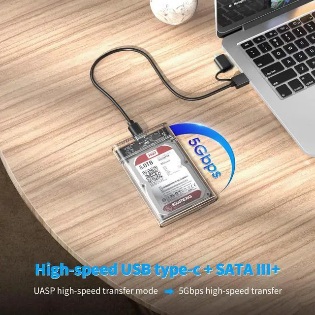 Alt view image 7 of 7 - ELUTENG NVME to USB Adapter M.2 NVME Hard Drive with USB C SSD Enclosure 2.5 inch External Hard Drive Case