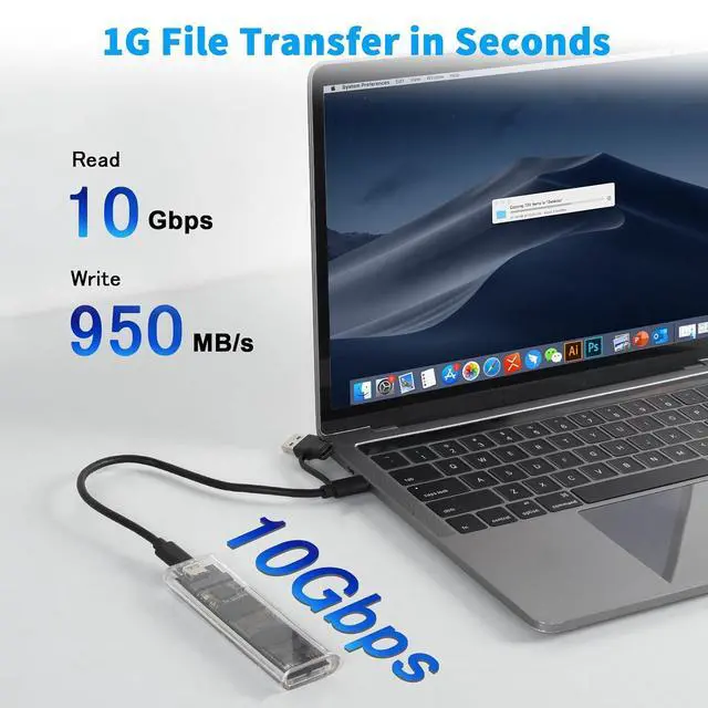 Alt view image 3 of 7 - ELUTENG Transparent M.2 NVMe SSD Enclosure with Colorful LED Lights, 10Gbps M2 SSD Enclosure Tool-Free NVMe to USB Adapter External Enclosure for M-Key SSD 2230 2242 2260 2280 Sizes Support UASP Trim