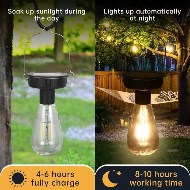 Alt view image 3 of 7 - ELUTENG 4 Pack Solar Hanging Lights - Replacement Top with Bulb (2.75 Inch) - Waterproof Solar Lantern Accessories for DIY Outdoor Lanterns