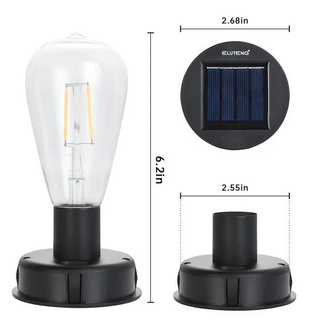 Alt view image 5 of 7 - ELUTENG 4 Pack Solar Hanging Lights - Replacement Top with Bulb (2.75 Inch) - Waterproof Solar Lantern Accessories for DIY Outdoor Lanterns