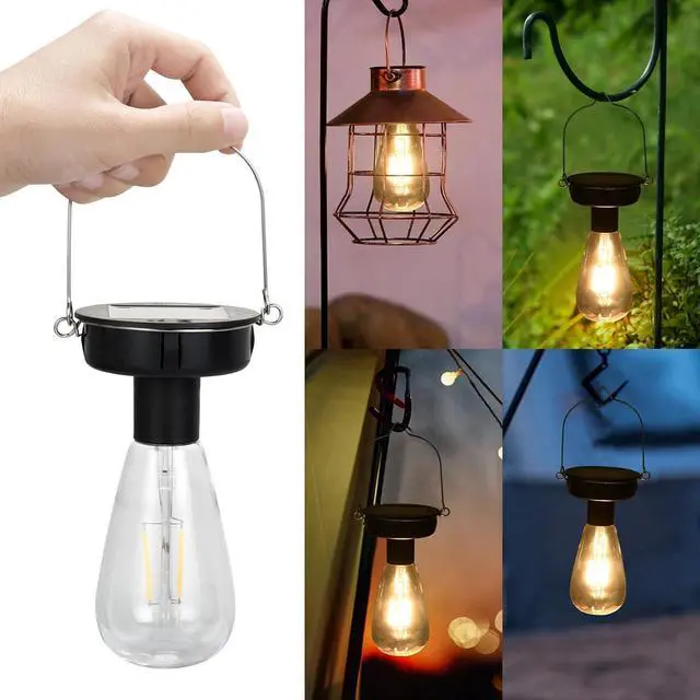 Alt view image 7 of 7 - ELUTENG 4 Pack Solar Hanging Lights - Replacement Top with Bulb (2.75 Inch) - Waterproof Solar Lantern Accessories for DIY Outdoor Lanterns