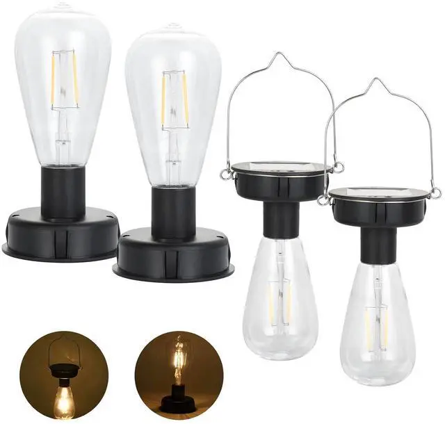 Main image of ELUTENG 4 Pack Solar Hanging Lights Replacement Top with Bulb 3.15 Inch Solar Light Replacement Top Part with Bulbs Waterproof Solar Lantern Accessories Tools for DIY Outdoor Lanterns