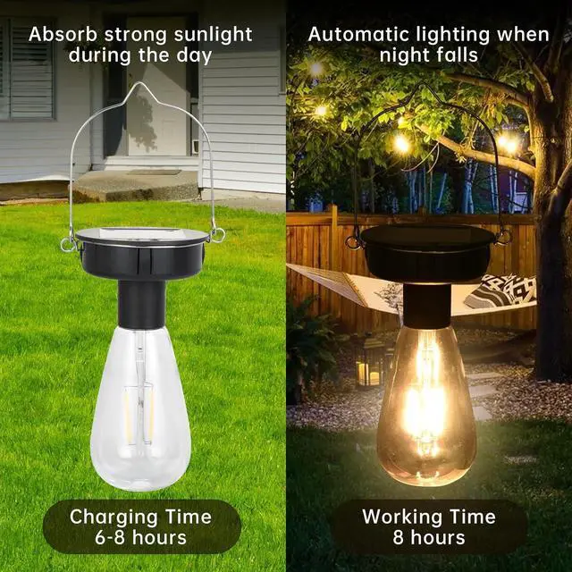 Alt view image 2 of 7 - ELUTENG 4 Pack Solar Hanging Lights Replacement Top with Bulb 3.15 Inch Solar Light Replacement Top Part with Bulbs Waterproof Solar Lantern Accessories Tools for DIY Outdoor Lanterns