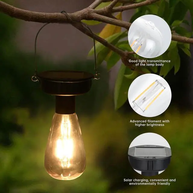 Alt view image 5 of 7 - ELUTENG 4 Pack Solar Hanging Lights Replacement Top with Bulb 3.15 Inch Solar Light Replacement Top Part with Bulbs Waterproof Solar Lantern Accessories Tools for DIY Outdoor Lanterns