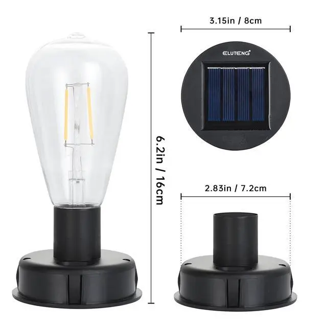 Alt view image 7 of 7 - ELUTENG 4 Pack Solar Hanging Lights Replacement Top with Bulb 3.15 Inch Solar Light Replacement Top Part with Bulbs Waterproof Solar Lantern Accessories Tools for DIY Outdoor Lanterns
