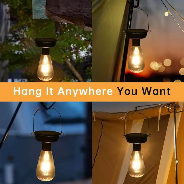 Alt view image 6 of 7 - ELUTENG 4 Pack Solar Hanging Lights Replacement Top with Bulb 3.15 Inch Solar Light Replacement Top Part with Bulbs Waterproof Solar Lantern Accessories Tools for DIY Outdoor Lanterns
