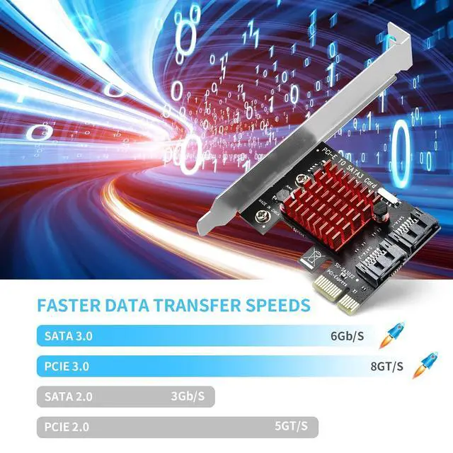 Alt view image 6 of 7 - ELUTENG PCIE SATA Expansion Card 2 Port SATA PCIE Card 6GB/s PCI-E X1 SATA 3.0 Controller with PCI-E SATA Expansion Card 4 Ports PCI-E X1 to SATA 3.0 Controller Card 6Gbps SATA III PCI Express Adapter