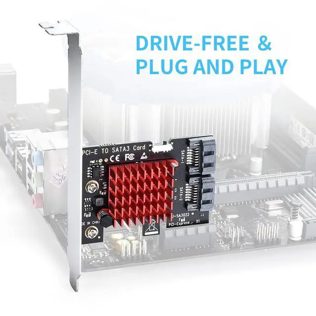 Alt view image 6 of 7 - ELUTENG PCIE SATA Expansion Card 2 Port PCIE to SATA Card 6Gbps SATA 3.0 Controller PCI Express X1 Expansion Card with Low Profile Bracket for Desktop PC Support SSD HDD
