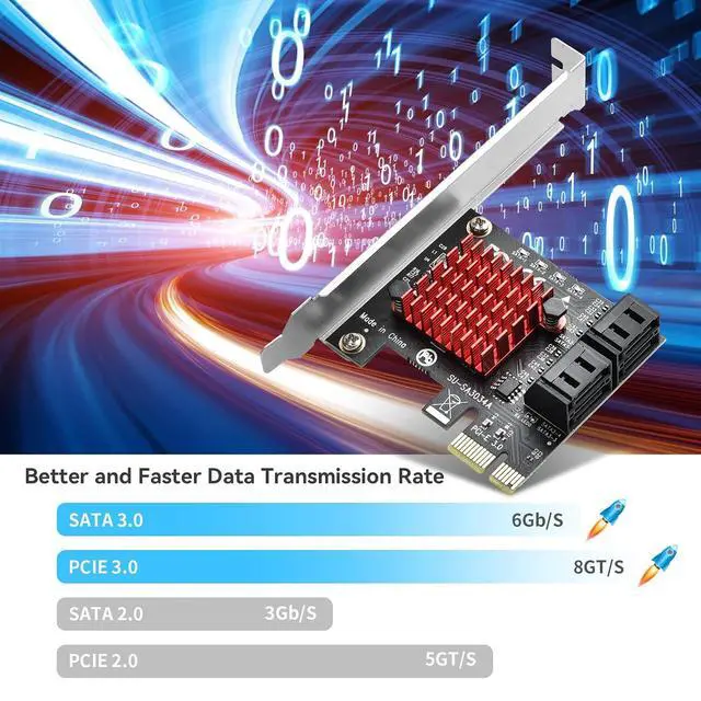 Alt view image 4 of 7 - ELUTENG PCI-E to Storage Adapter 4 Ports PCIe Expansion Card 6Gbps SATA3.0 Controller PCI Express Card with Low Profile Bracket for Windows10/7/8/XP/Vista/linux