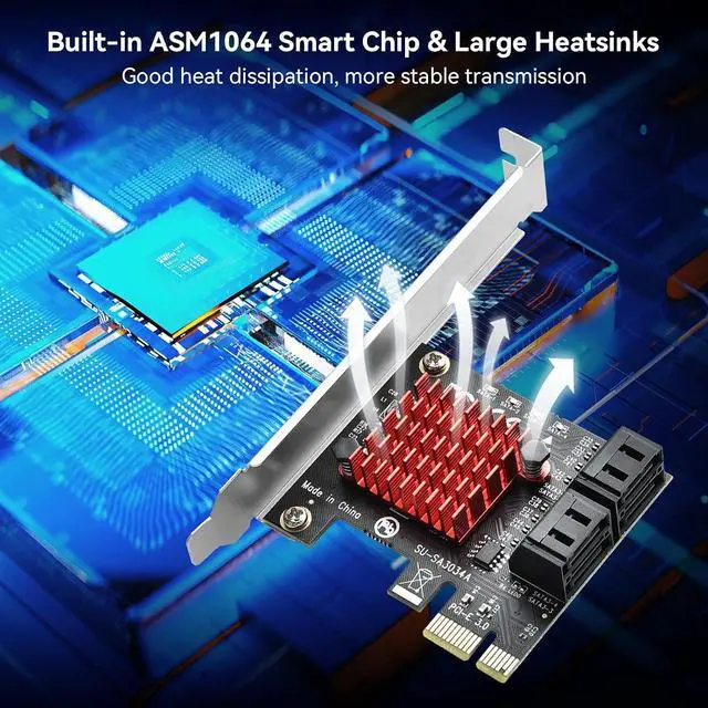 Alt view image 5 of 7 - ELUTENG PCI-E to Storage Adapter 4 Ports PCIe Expansion Card 6Gbps SATA3.0 Controller PCI Express Card with Low Profile Bracket for Windows10/7/8/XP/Vista/linux