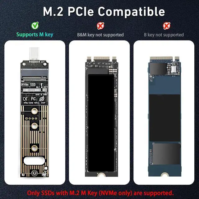 Alt view image 4 of 7 - ELUTENG NVME SSD to USB Adapter USB 3.1 Gen 2 to M.2 NVME SSD Converter Adapter 10 Gbps PCIe Based M Key Hard Drive Reader Support UASP for 2280 2260 2242 2230 SSD (Only for M.2 NVME)