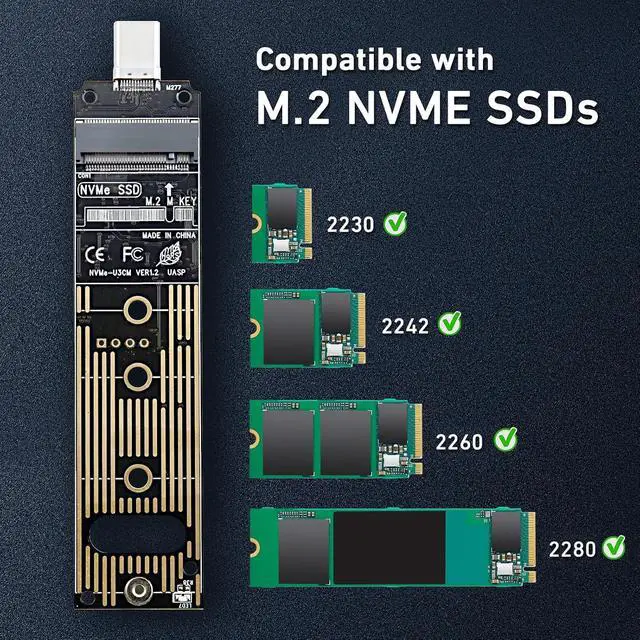 Alt view image 5 of 7 - ELUTENG NVME SSD to USB Adapter USB 3.1 Gen 2 to M.2 NVME SSD Converter Adapter 10 Gbps PCIe Based M Key Hard Drive Reader Support UASP for 2280 2260 2242 2230 SSD (Only for M.2 NVME)