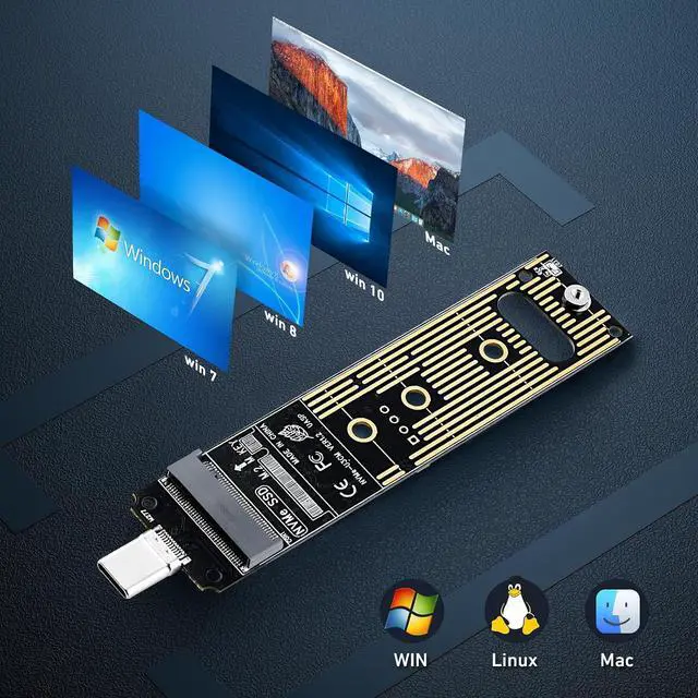 Alt view image 7 of 7 - ELUTENG NVME SSD to USB Adapter USB 3.1 Gen 2 to M.2 NVME SSD Converter Adapter 10 Gbps PCIe Based M Key Hard Drive Reader Support UASP for 2280 2260 2242 2230 SSD (Only for M.2 NVME)
