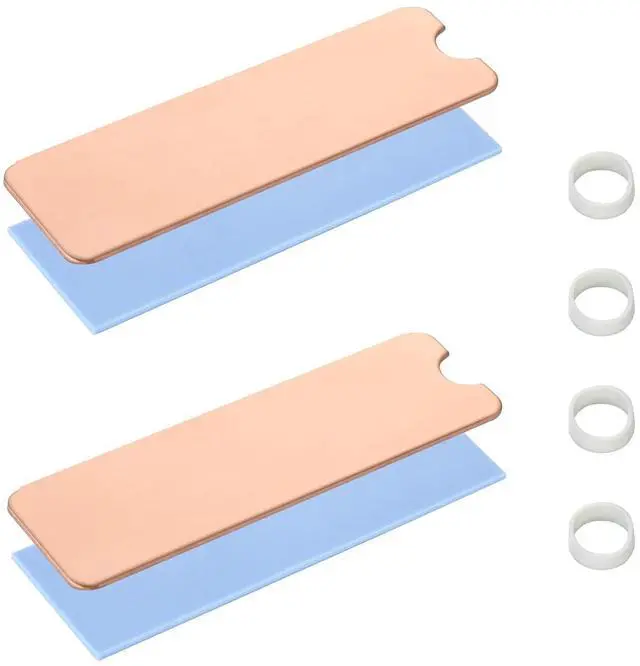 Main image of ELUTENG M.2 SSD Heatsink Copper 2Set Silicone Pad 2280 Hard Drive Colling Fin with NVMe SSD Thermal Pad NVMe Disk Heat Speader with White Rubber Straps for PC / PS5 / M.2 PCIE/NVMe/M.2 SATA SSD