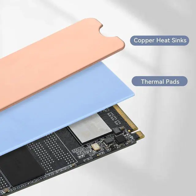 Alt view image 2 of 6 - ELUTENG M.2 SSD Heatsink Copper 2Set Silicone Pad 2280 Hard Drive Colling Fin with NVMe SSD Thermal Pad NVMe Disk Heat Speader with White Rubber Straps for PC / PS5 / M.2 PCIE/NVMe/M.2 SATA SSD