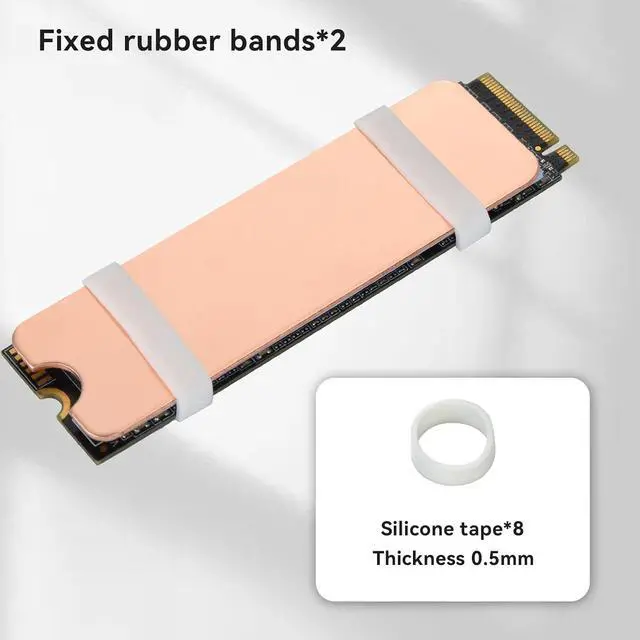 Alt view image 5 of 6 - ELUTENG M.2 SSD Heatsink Copper 2Set Silicone Pad 2280 Hard Drive Colling Fin with NVMe SSD Thermal Pad NVMe Disk Heat Speader with White Rubber Straps for PC / PS5 / M.2 PCIE/NVMe/M.2 SATA SSD