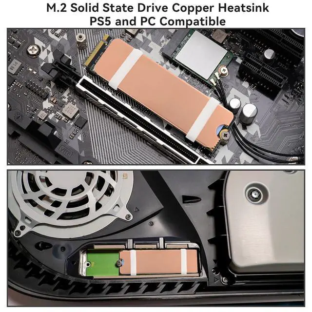Alt view image 6 of 6 - ELUTENG M.2 SSD Heatsink Copper 2Set Silicone Pad 2280 Hard Drive Colling Fin with NVMe SSD Thermal Pad NVMe Disk Heat Speader with White Rubber Straps for PC / PS5 / M.2 PCIE/NVMe/M.2 SATA SSD