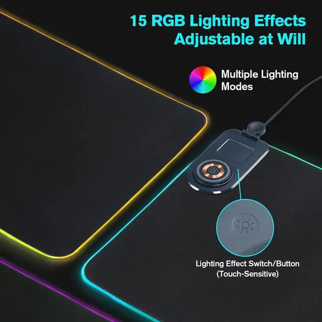 Alt view image 5 of 7 - ELUTENG 4-in-1 RGB Gaming Mouse Pad with Phone Holder, Wireless Charging Desk Mat, Waterproof Ultra-Smooth Large Keyboard Pad, Non-Slip Base Home Office Desk Mat 35.43"x15.75"