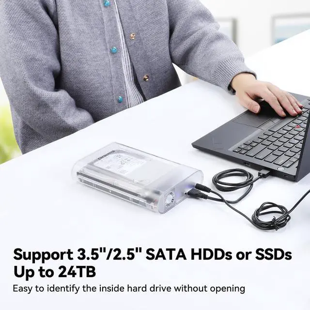 Alt view image 3 of 7 - ELUTENG 3.5 Hard Drive Enclosure USB 3.0 Internal/External Hard Drive Case for 3.5/2.5 inch SATA HDD Up to 20TB Support UASP with 12V 24W Power Adapter No Driver Needed