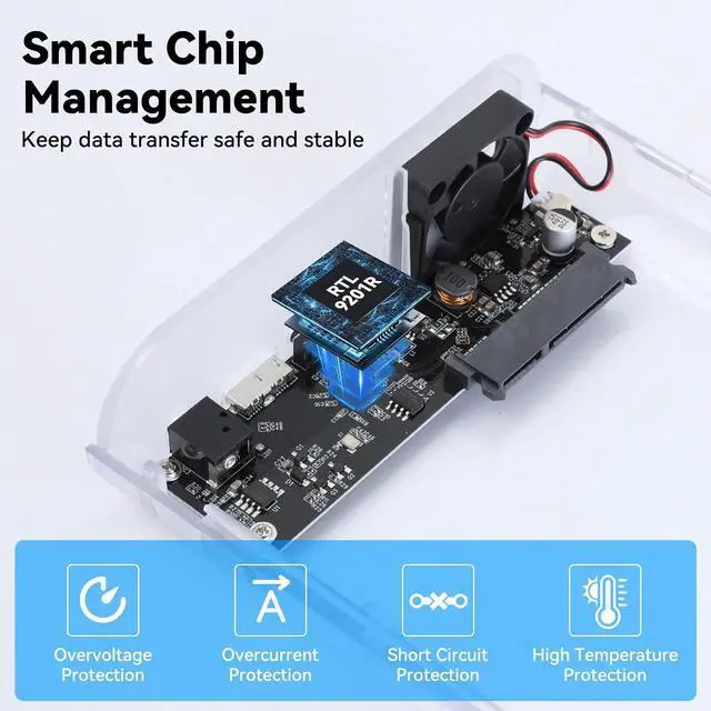 Alt view image 4 of 7 - ELUTENG 3.5 Hard Drive Enclosure USB 3.0 Internal/External Hard Drive Case for 3.5/2.5 inch SATA HDD Up to 20TB Support UASP with 12V 24W Power Adapter No Driver Needed