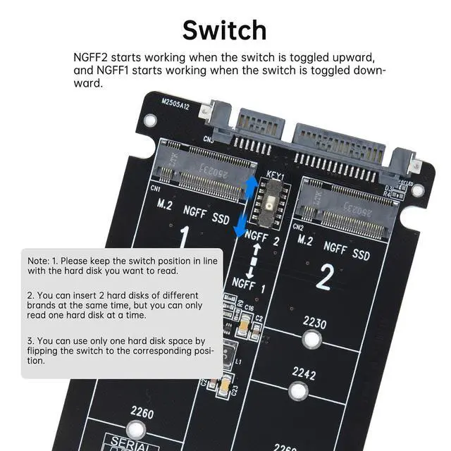 Alt view image 3 of 7 - ELUTENG M.2 SATA NGFF to SATA Adapter (Not Support NVME/ M.2 PCIE) 6Gbps Dual NGFF MSATA B Key/ B&M Key SSD to 2.5" III Converter Adapter Max 4TB Support 2230 2242 2260 2280 SSDs