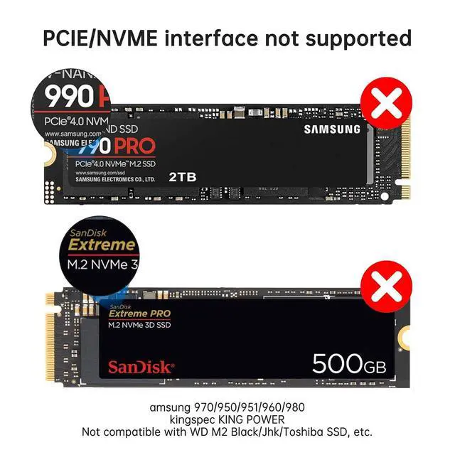 Alt view image 4 of 7 - ELUTENG M.2 SATA NGFF to SATA Adapter (Not Support NVME/ M.2 PCIE) 6Gbps Dual NGFF MSATA B Key/ B&M Key SSD to 2.5" III Converter Adapter Max 4TB Support 2230 2242 2260 2280 SSDs
