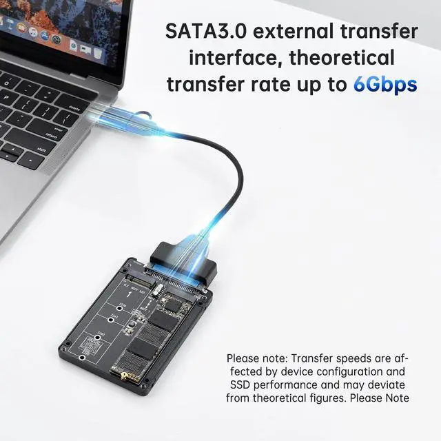 Alt view image 5 of 7 - ELUTENG M.2 SATA NGFF to SATA Adapter (Not Support NVME/ M.2 PCIE) 6Gbps Dual NGFF MSATA B Key/ B&M Key SSD to 2.5" III Converter Adapter Max 4TB Support 2230 2242 2260 2280 SSDs