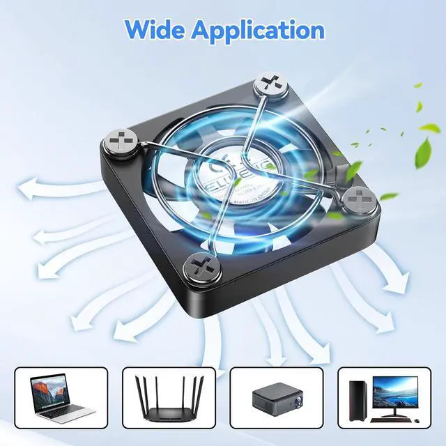 Alt view image 5 of 7 - ELUTENG 40mm Mini USB-C Fan | Double Sided Metal Grill, 3 Adjustable Speeds, 5V Quiet 4cm PC Case Ventilator