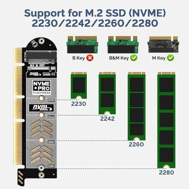 Alt view image 2 of 7 - ELUTENG NVMe PCIe 5.0/4.0/3.0 Adapter NVMe M.2 SSD to PCIe X4/X8/X16 Card with Aluminum Heat Sink M.2 to PCI-Express SSD Expansion Card Support 2230 2242 2260 2280 Max 4TB for Windows/Linux/Mac os