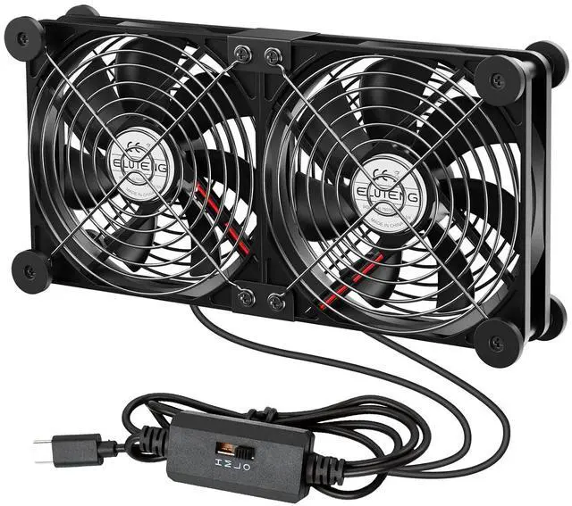 Main image of ELUTENG USB C Fans 140mm Dual with Mats PC Cooling Ventilator TypeC Quite 5V USBC Computer Fan with 3 Speed Controller for Router, Receiver, TV Box, DVR, Xbox, PS6, PS5, Cabinet
