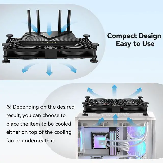 Alt view image 3 of 7 - ELUTENG USB C Fans 140mm Dual with Mats PC Cooling Ventilator TypeC Quite 5V USBC Computer Fan with 3 Speed Controller for Router, Receiver, TV Box, DVR, Xbox, PS6, PS5, Cabinet