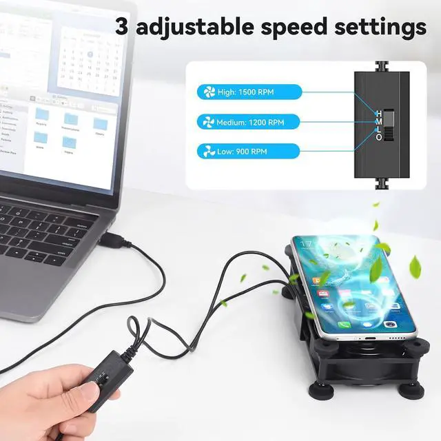 Alt view image 4 of 7 - ELUTENG USB C Fans 140mm Dual with Mats PC Cooling Ventilator TypeC Quite 5V USBC Computer Fan with 3 Speed Controller for Router, Receiver, TV Box, DVR, Xbox, PS6, PS5, Cabinet