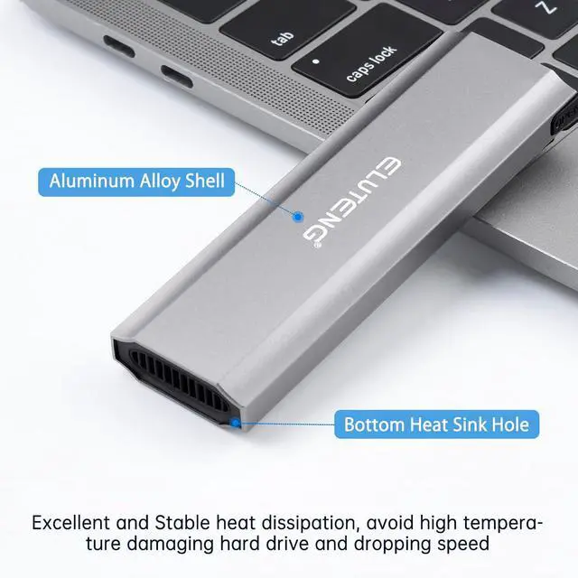 Alt view image 5 of 5 - ELUTENG M.2 SSD Enclosure M.2 NVME SATA Dual Protocol Hard Drive Enclosure Aluminum USB 3.2 Gen 2 10Gbps External NVMe to USB SSD Reader Max 4TB Supports M and B&M Keys SSDs
