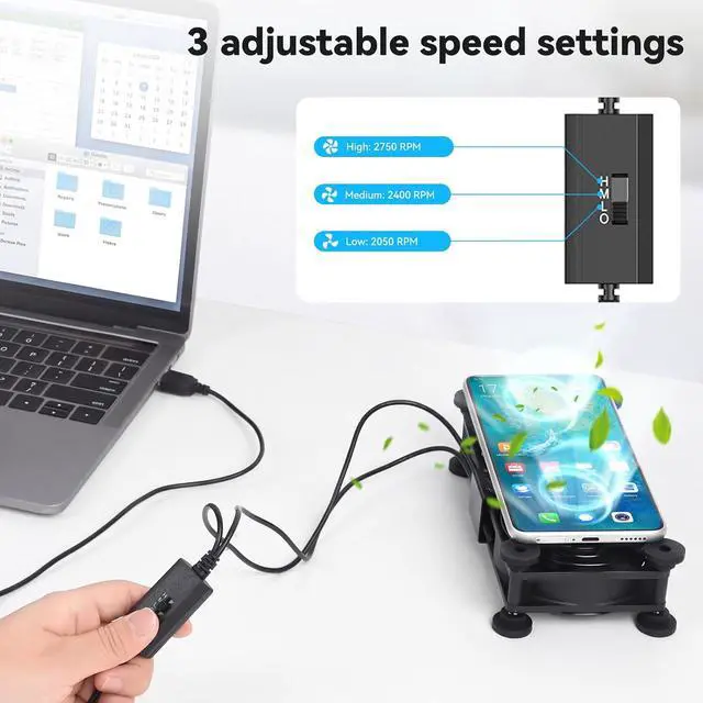 Alt view image 4 of 7 - ELUTENG USB-C Fans 80mm Dual with 8 Mats | USBC Computer Fan, 5V Quiet, 3 Speed Controller, For Router, Receiver, TV Box, DVR, Xbox, PS6, Cabinet