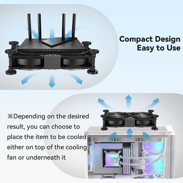 Alt view image 3 of 7 - ELUTENG USB-C Fans 80mm Dual with 8 Mats | USBC Computer Fan, 5V Quiet, 3 Speed Controller, For Router, Receiver, TV Box, DVR, Xbox, PS6, Cabinet